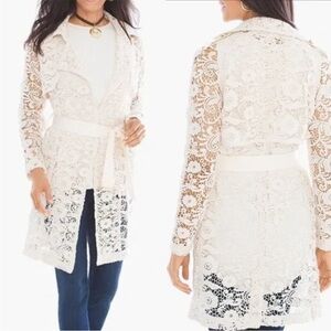 Chico’s cream full lace trench coat limited edition